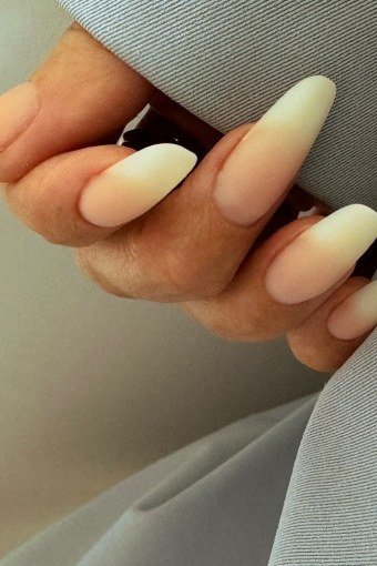Honey Glow Almond Ombre - nude ombre nails for women over 50