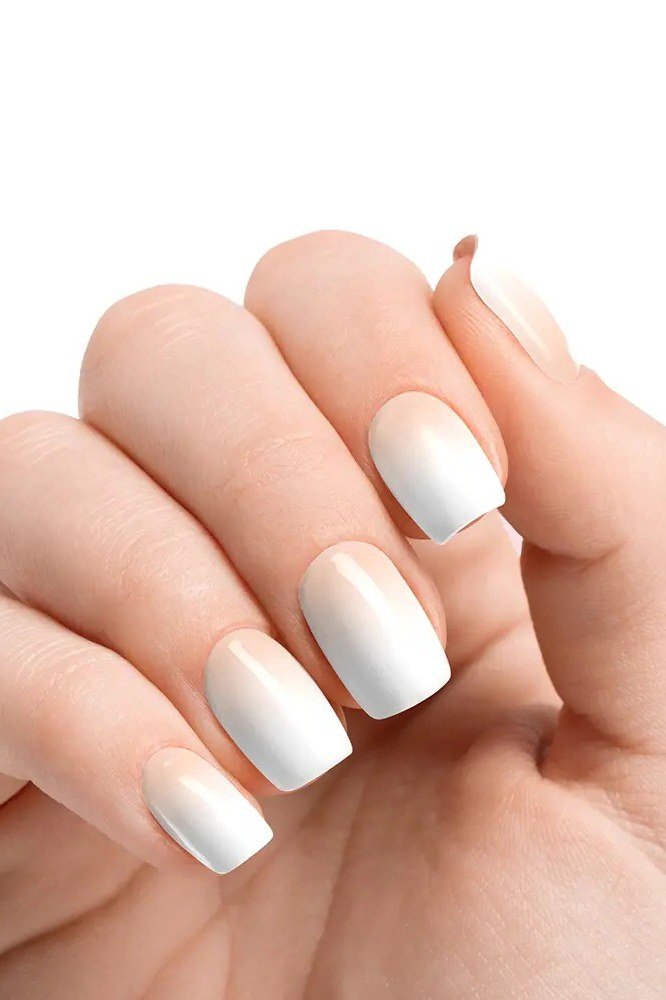 True Baby Boomer Short Square Ombre - nude ombre nails for women over 50