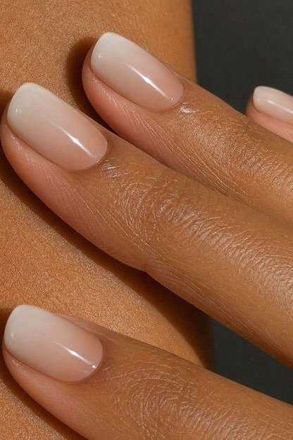 Caramel Glow Almond Ombre - nude ombre nails for women over 50