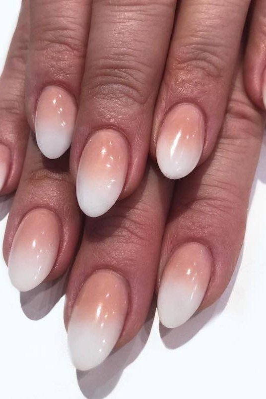 Peach Blossom Mature Oval Ombre - nude ombre nails for women over 50