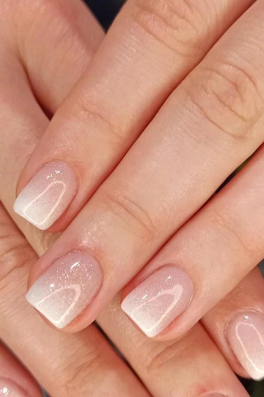 Barely-There Sheer Nude Short Ombre - nude ombre nails for women over 50