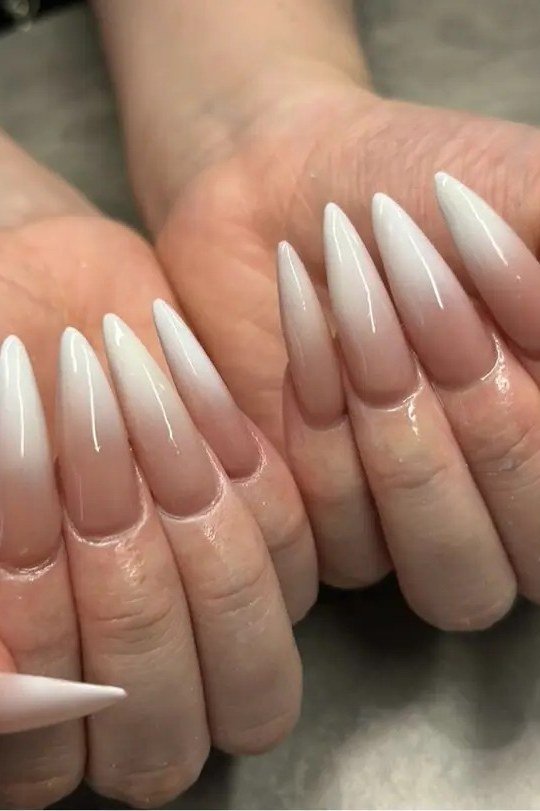 Mauve Mist Coffin Ombre - nude ombre nails for women over 50
