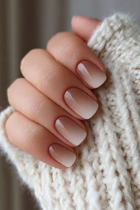 Sweater Weather Mauve Short Ombre - nude ombre nails for women over 50