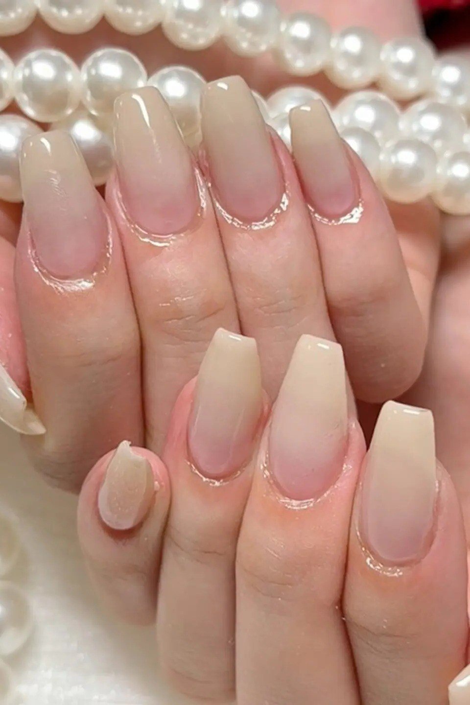 Pearl Strand Gold Ombre - nude ombre nails for women over 50