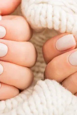 Old money milky blush pink nails manicure for women over 60