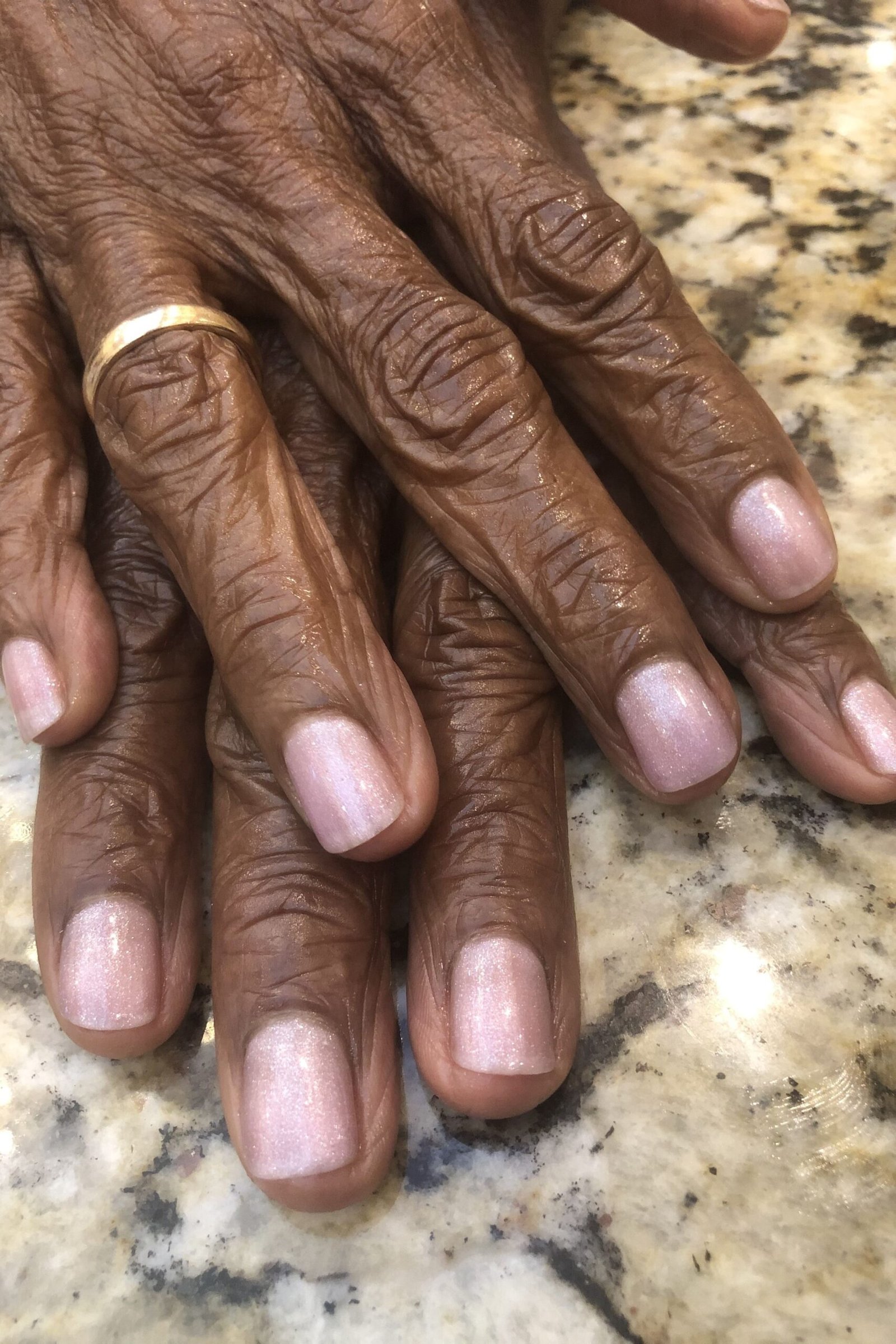 Old money sheer rose nails manicure for women over 60
