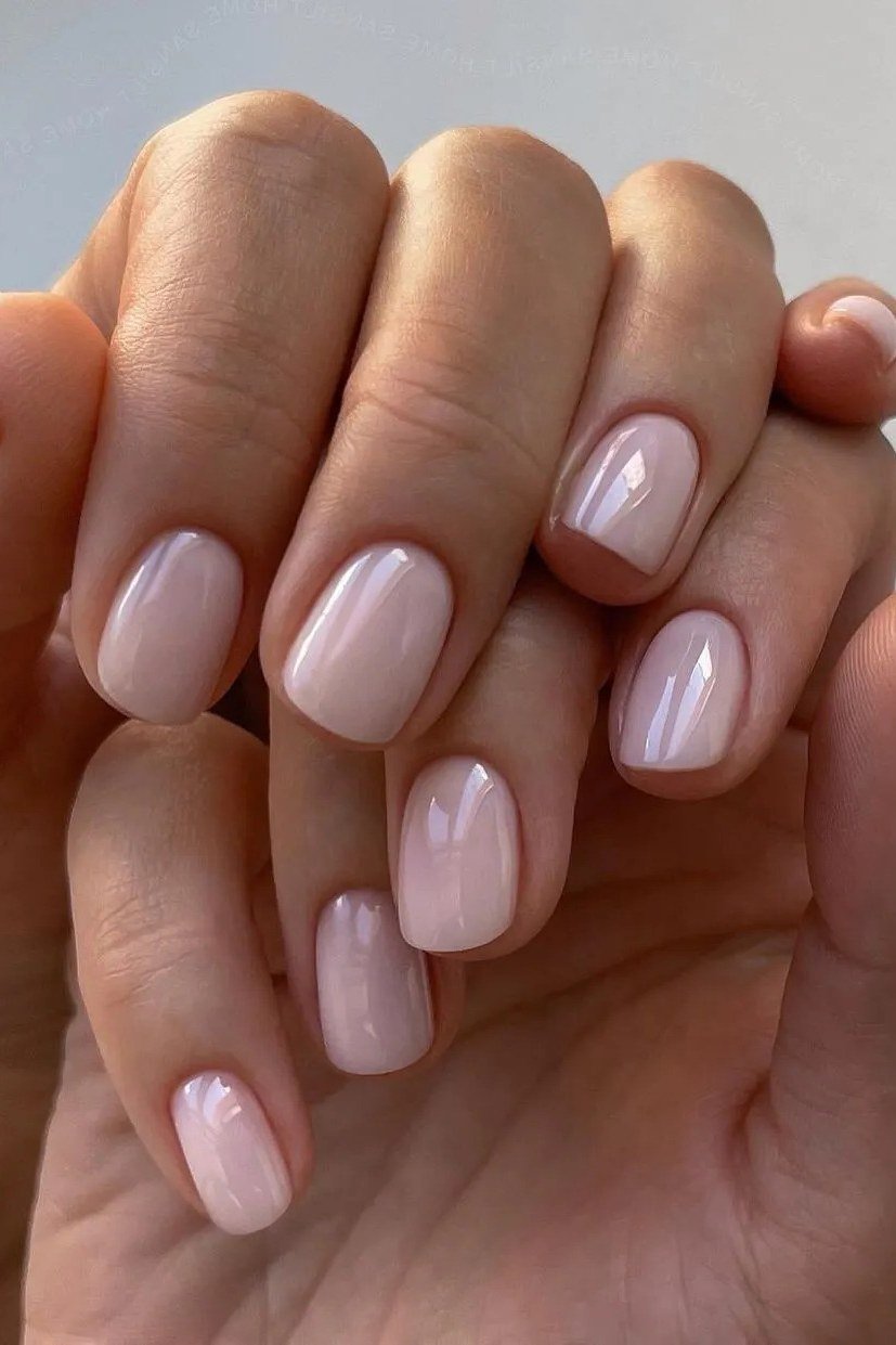 Old money everyday sheer pink nails manicure for women over 60