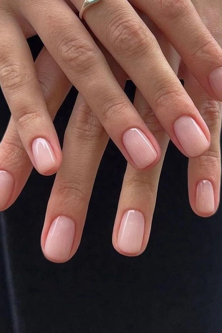Old money blush pink nails manicure for women over 60