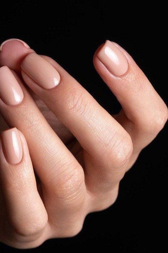 Old money nude pink nails manicure for women over 60
