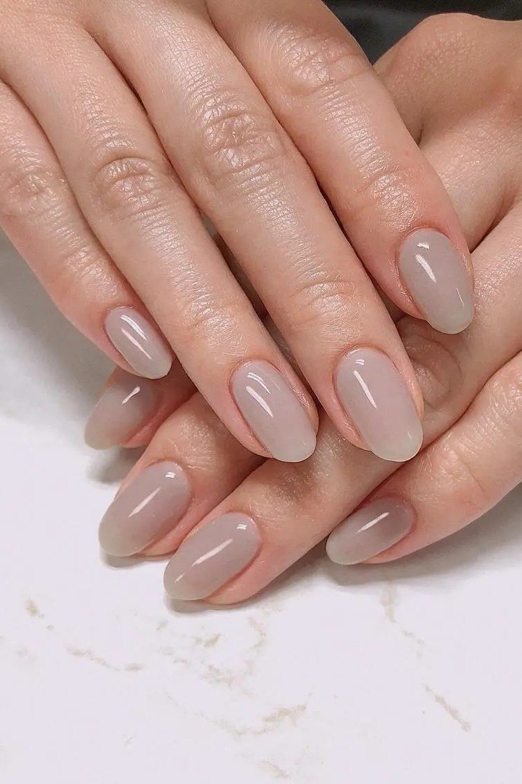 Old money greige almond nails manicure for women over 60