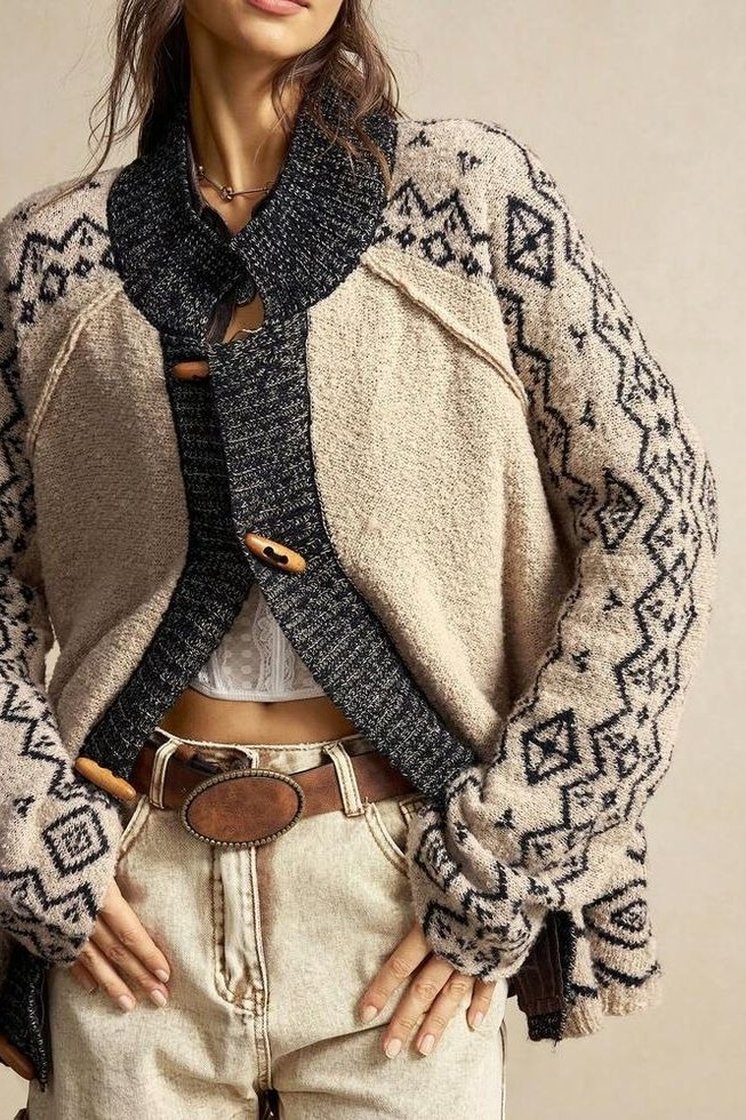 Fair Isle Toggle Cardigan Close-Up - fall fashion for women over 50