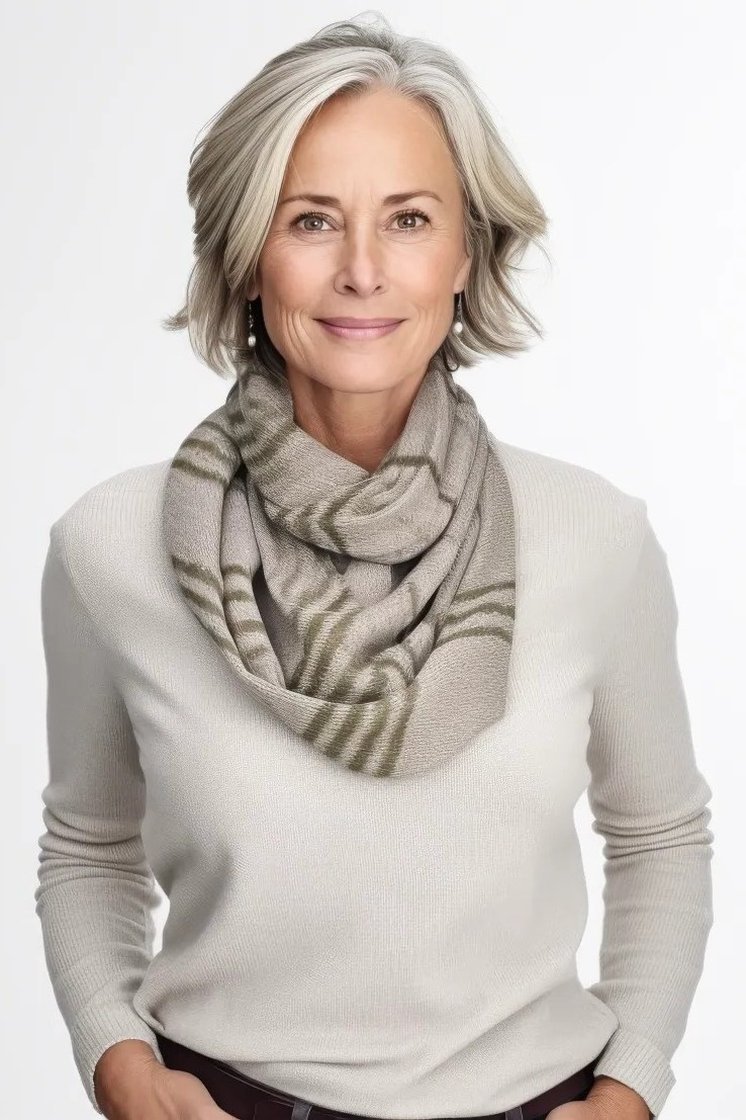 White Top and a Gray Scarf - fall fashion for women over 50