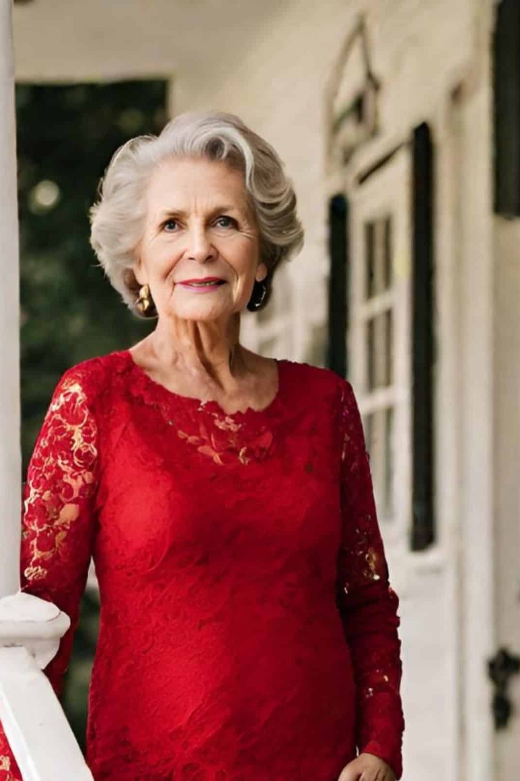 Ruby Red Lace Dress for women over 70