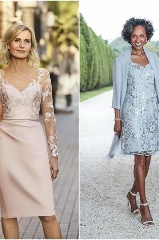Blue Lace Dress with Jacket for women over 70