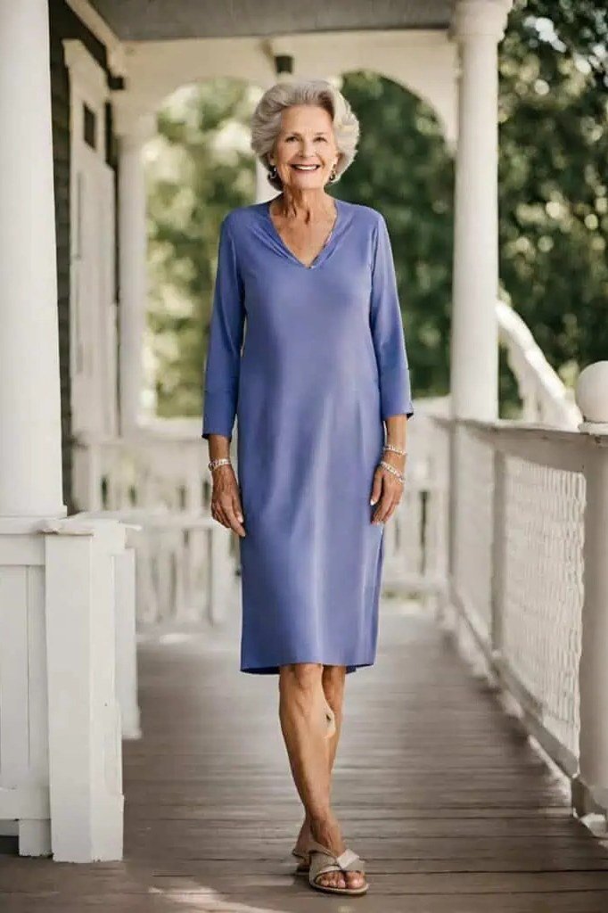 Periwinkle Blue Day Dress for women over 70