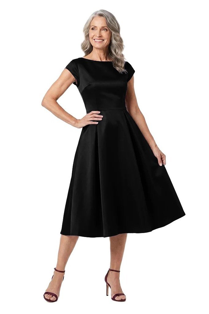 Black Fit-and-Flare Dress for women over 70