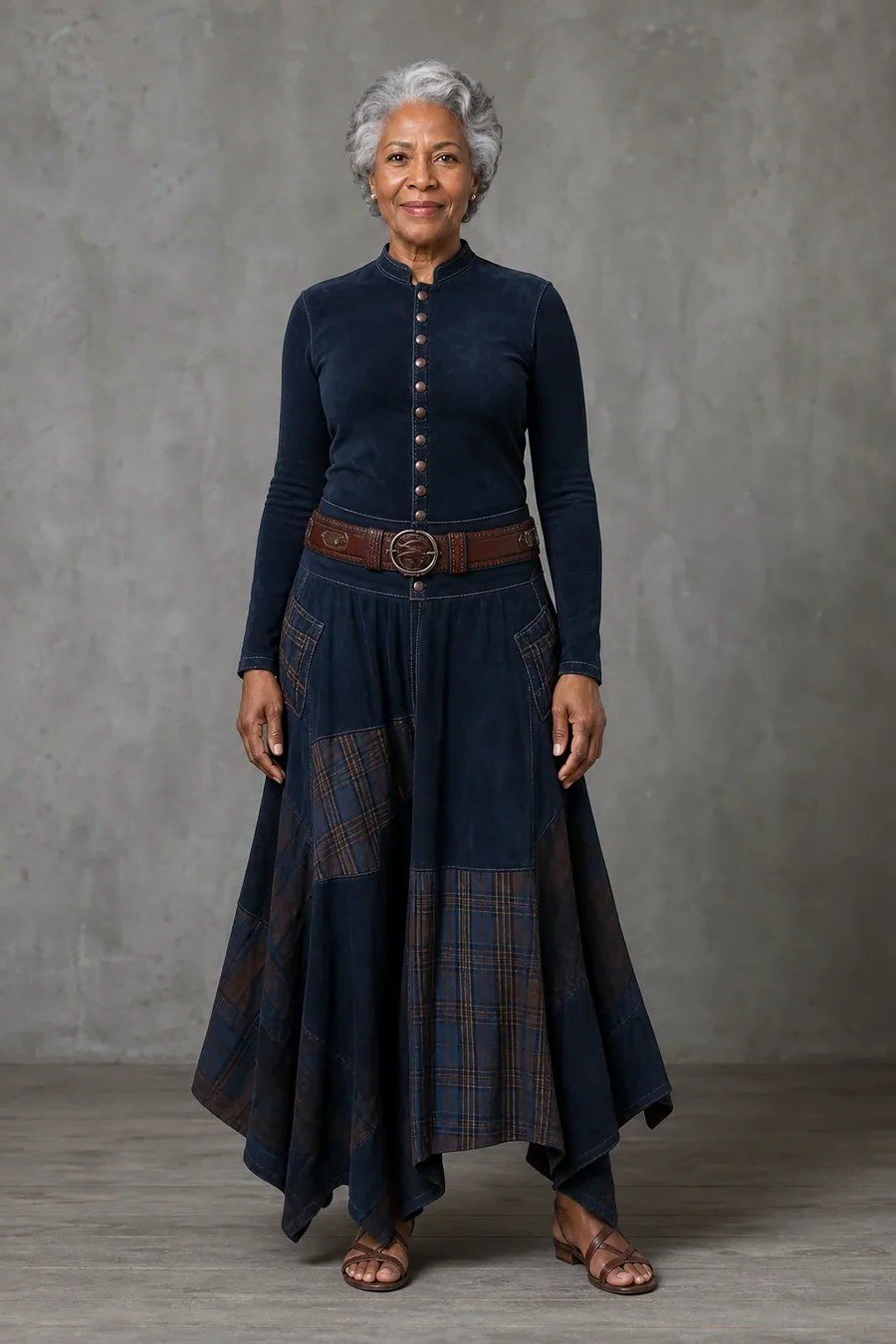 Navy Denim Shirt Dress for women over 70