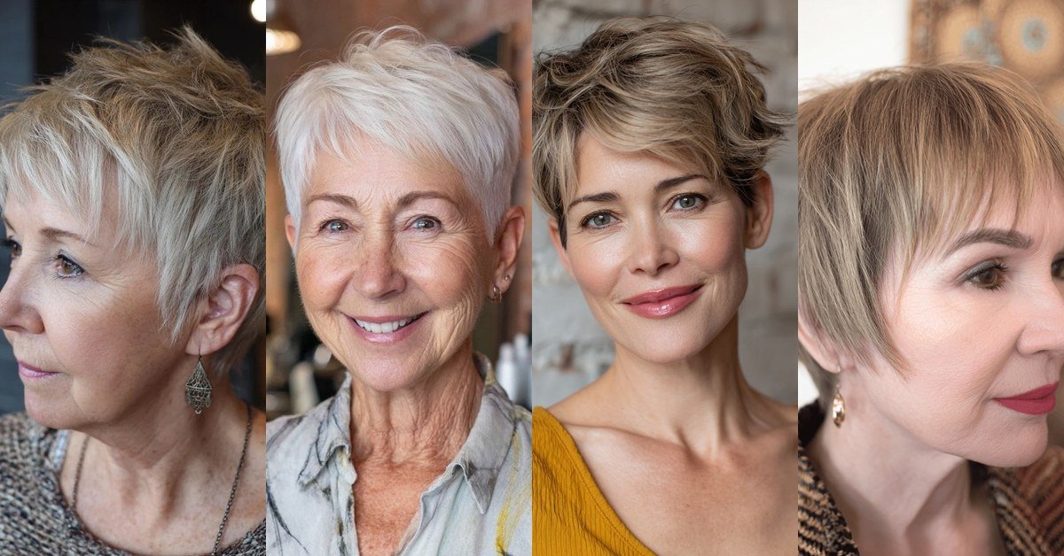 27 age-defying short pixie hairstyles for women over 60 collage