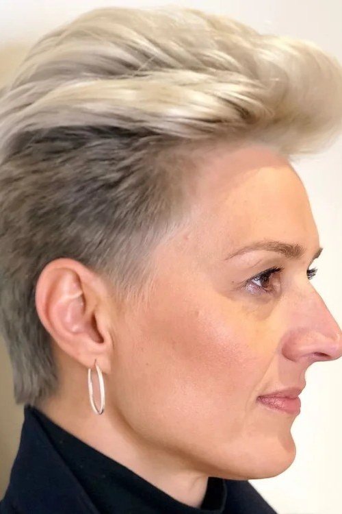 Silver-Gray Spiky Pixie - pixie hairstyle for women over 40