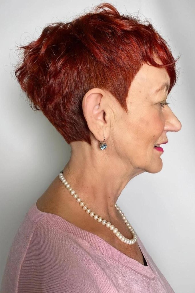 Classic Red Pixie - pixie hairstyle for women over 40