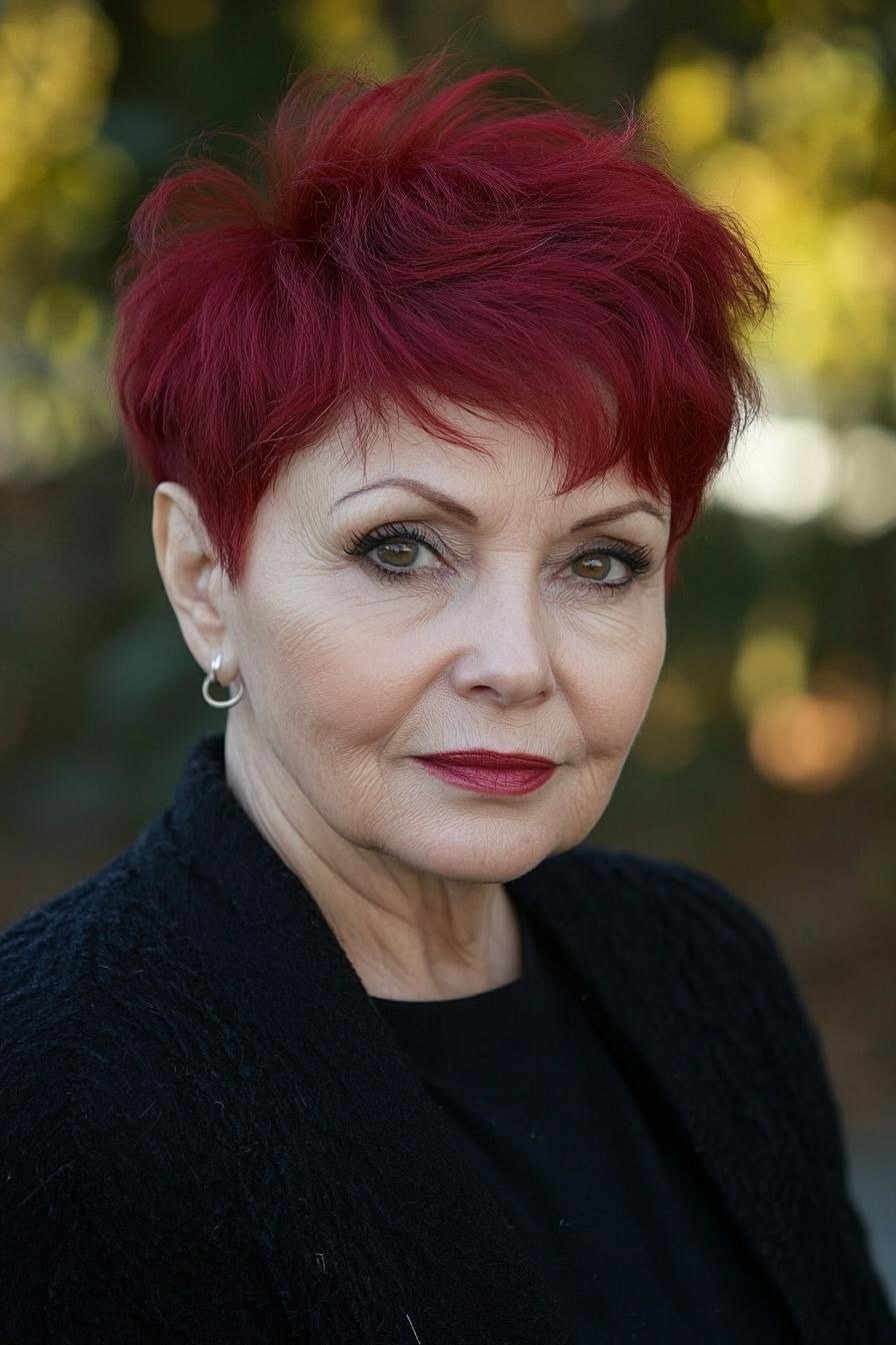 Magenta-Red Pixie - pixie hairstyle for women over 40