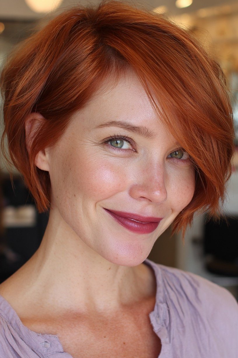 Auburn Pixie Bob - pixie hairstyle for women over 40