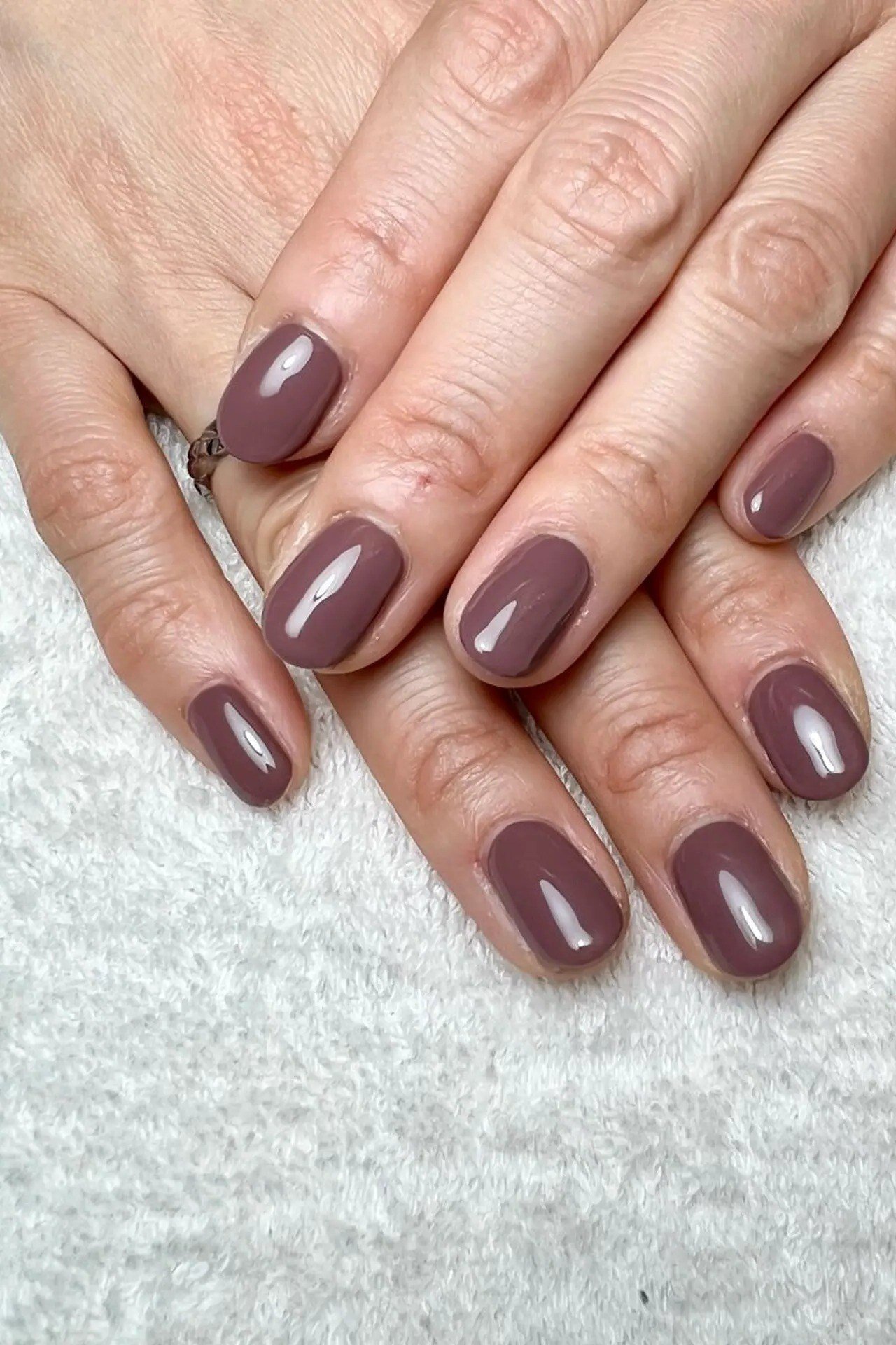 Muted Plum Gloss nail art for women over 50