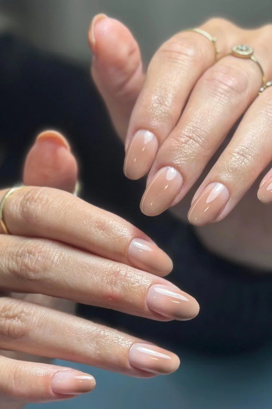 Champagne Nude Gloss nail art for women over 50