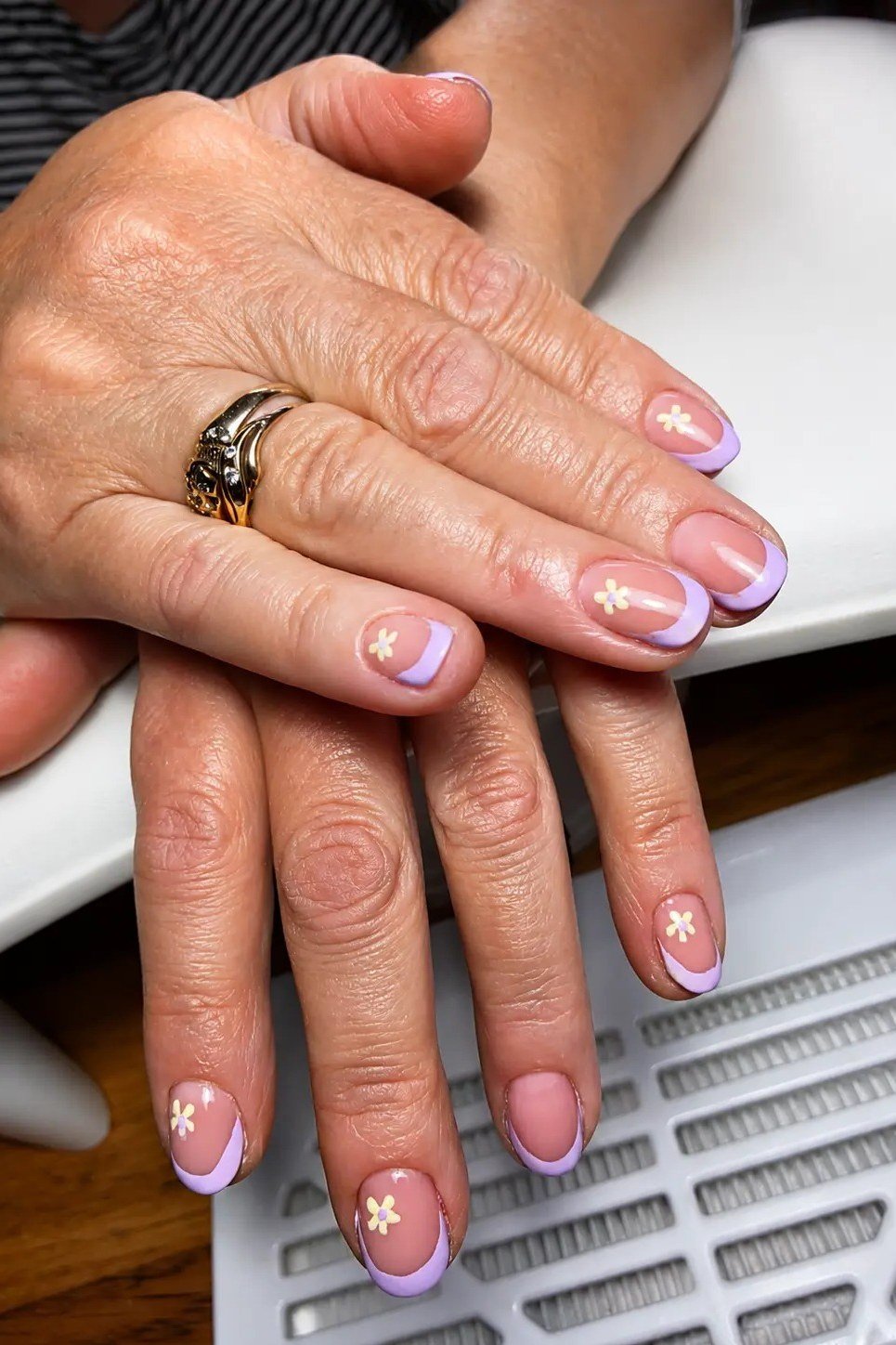 Lavender Ombre French nail art for women over 50