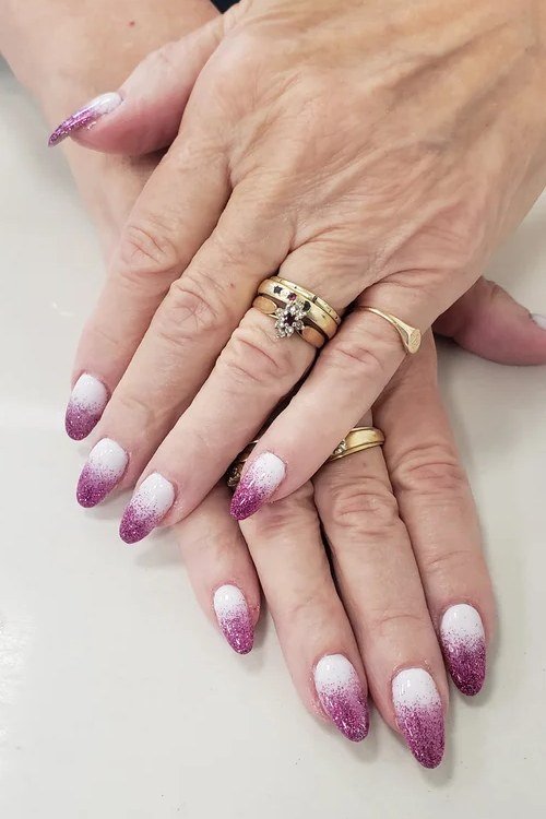 Pink Ombre Almond - short almond nails for women over 50