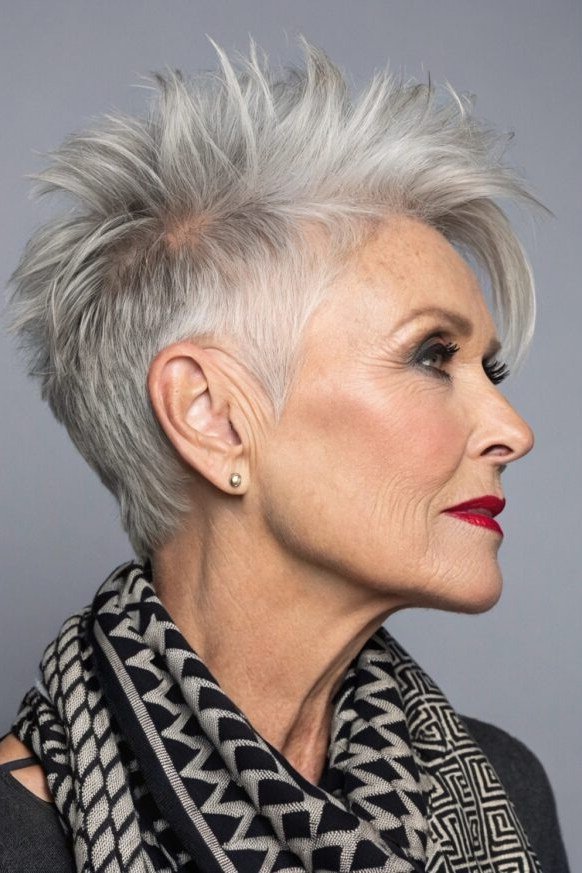Bold spikes in bright platinum make this pixie impossible to ignore.