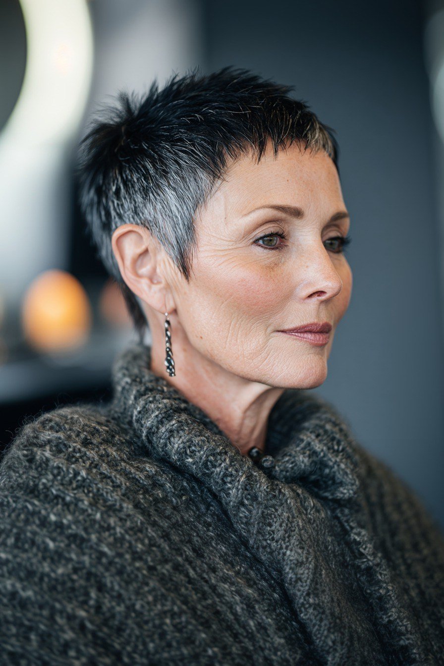 This pixie keeps things smooth and polished in a rich, dark shade.