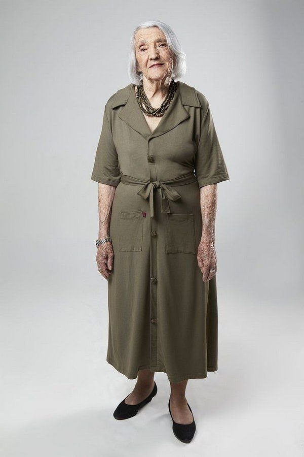 Olive tie-waist shirt dress for women over 60: soft olive with three-quarter sleeves and a gentle tie waist