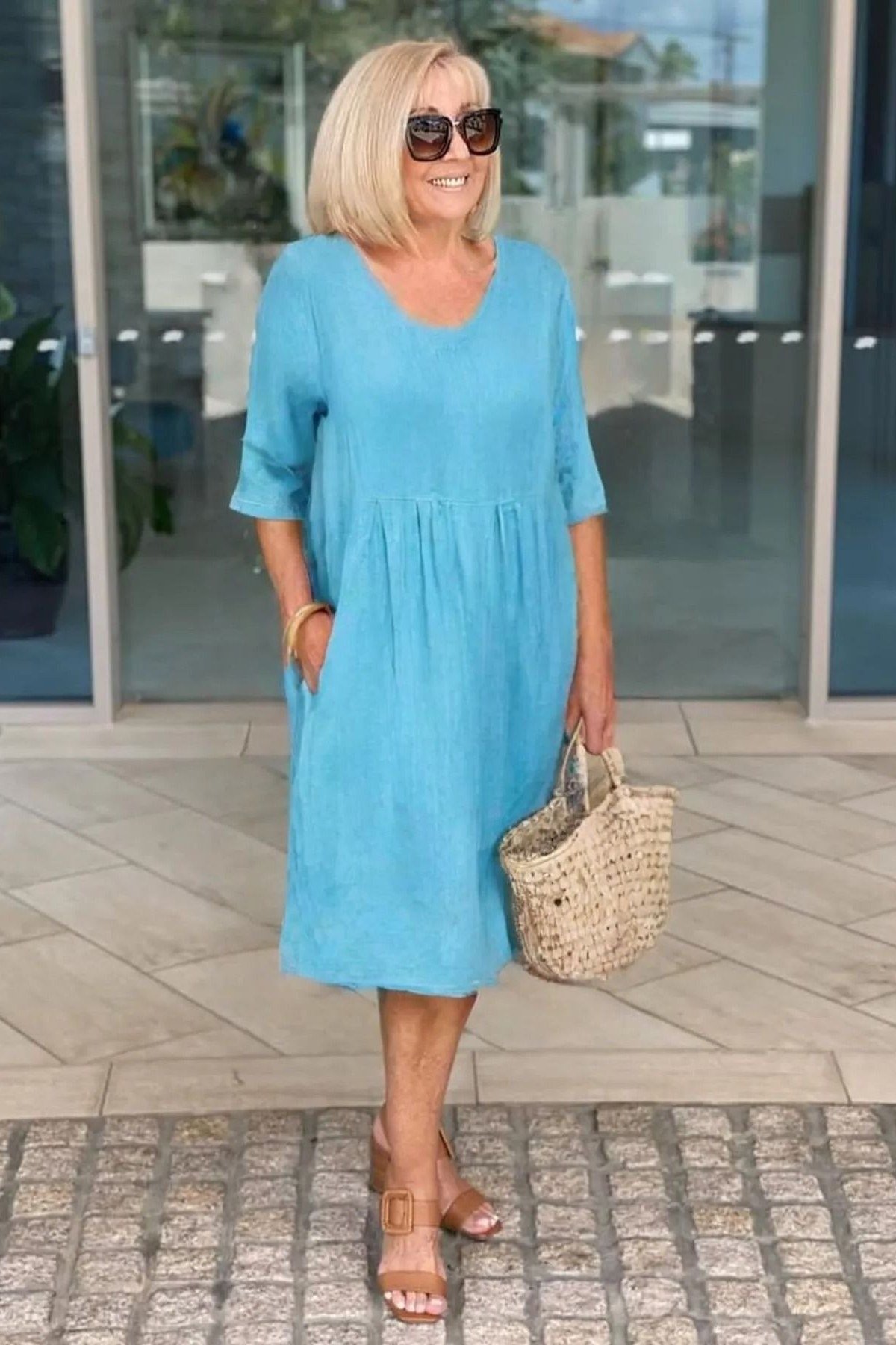 turquoise midi dress for women over 60