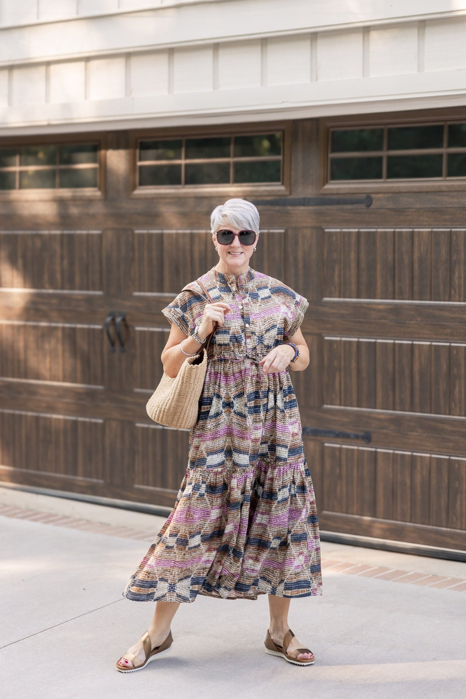 Floral maxi summer dress for older women casual