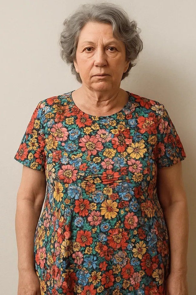 Multicolor floral midi summer dress for older women