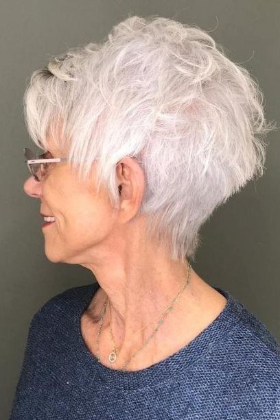 6. Crisp White Pixie with Tapered Edges - short haircut for women over 70 with thin hair