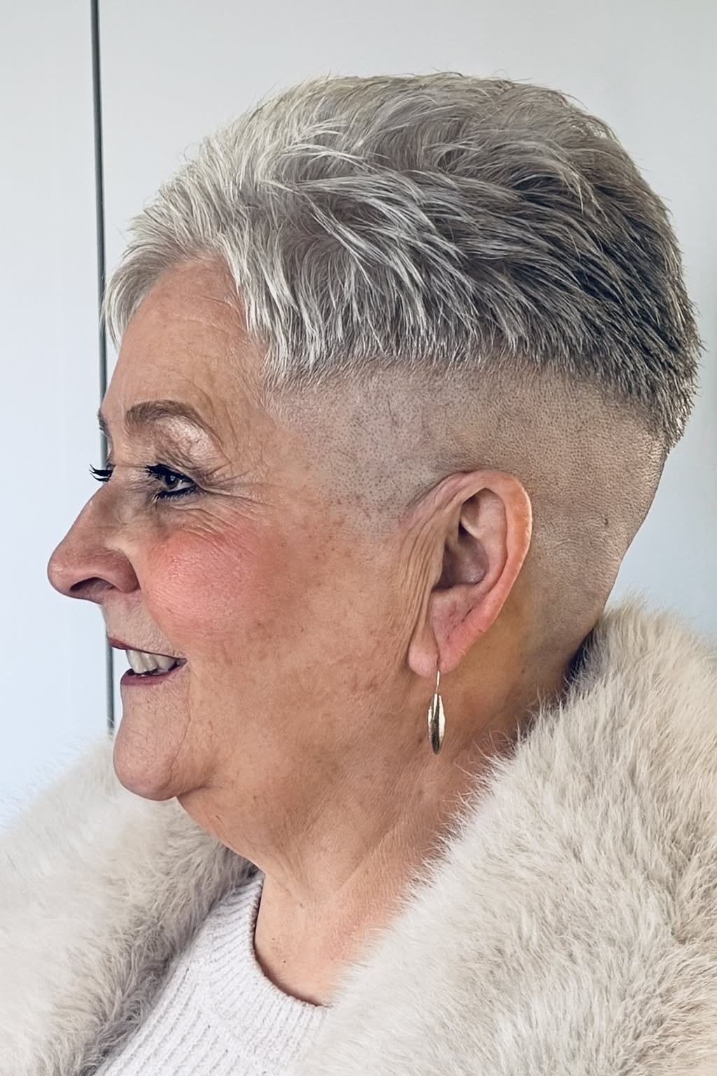 7. White Undercut Pixie with Soft Crown - short haircut for women over 70 with thin hair