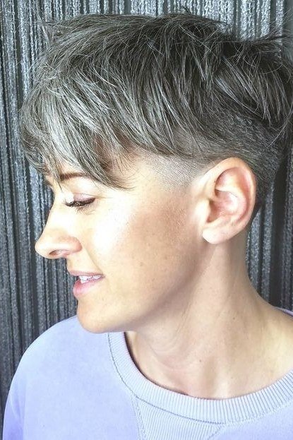 11. Silver Undercut Pixie with Feathered Top - short haircut for women over 70 with thin hair