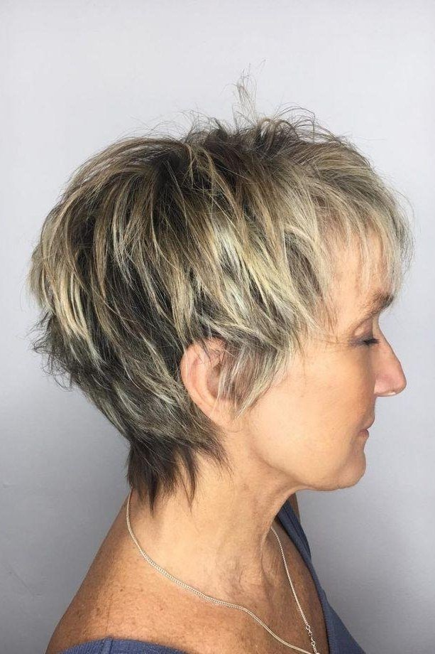 37. Blonde-Gray Pixie with Soft Dimension - short haircut for women over 70 with thin hair