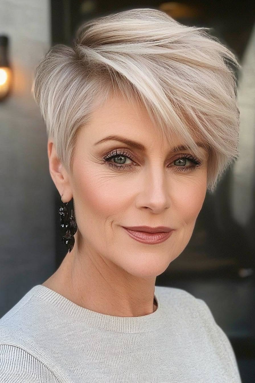 45. Blonde Pixie with a Soft Feminine Shape - short haircut for women over 70 with thin hair