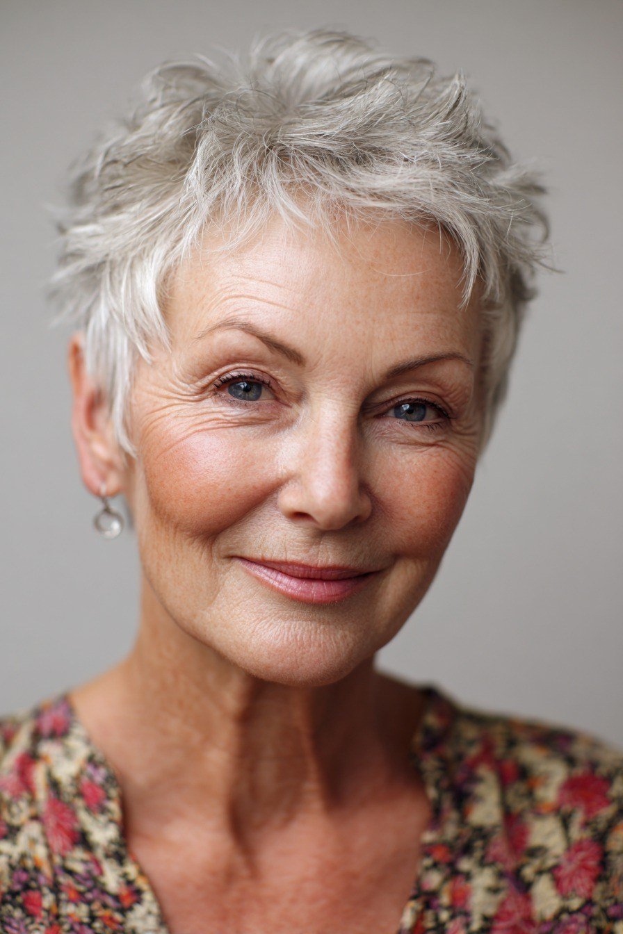 49. Classic White Pixie with Timeless Appeal - short haircut for women over 70 with thin hair