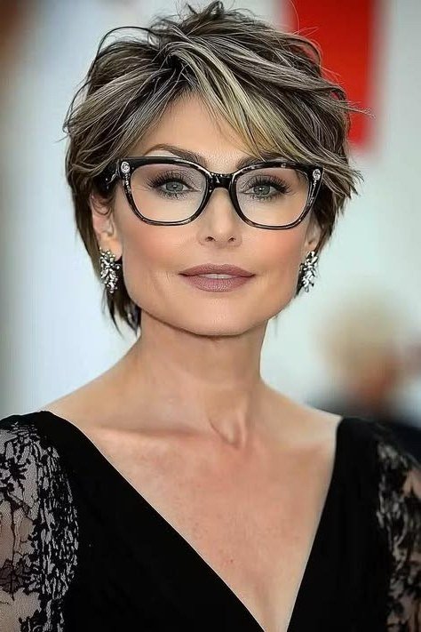 58. Brown Pixie with Warm Sophistication - short haircut for women over 70 with thin hair
