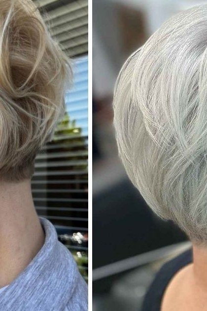 White Shaggy Bob: Back and Side Views - shaggy bob hairstyle for fine hair, women over 60