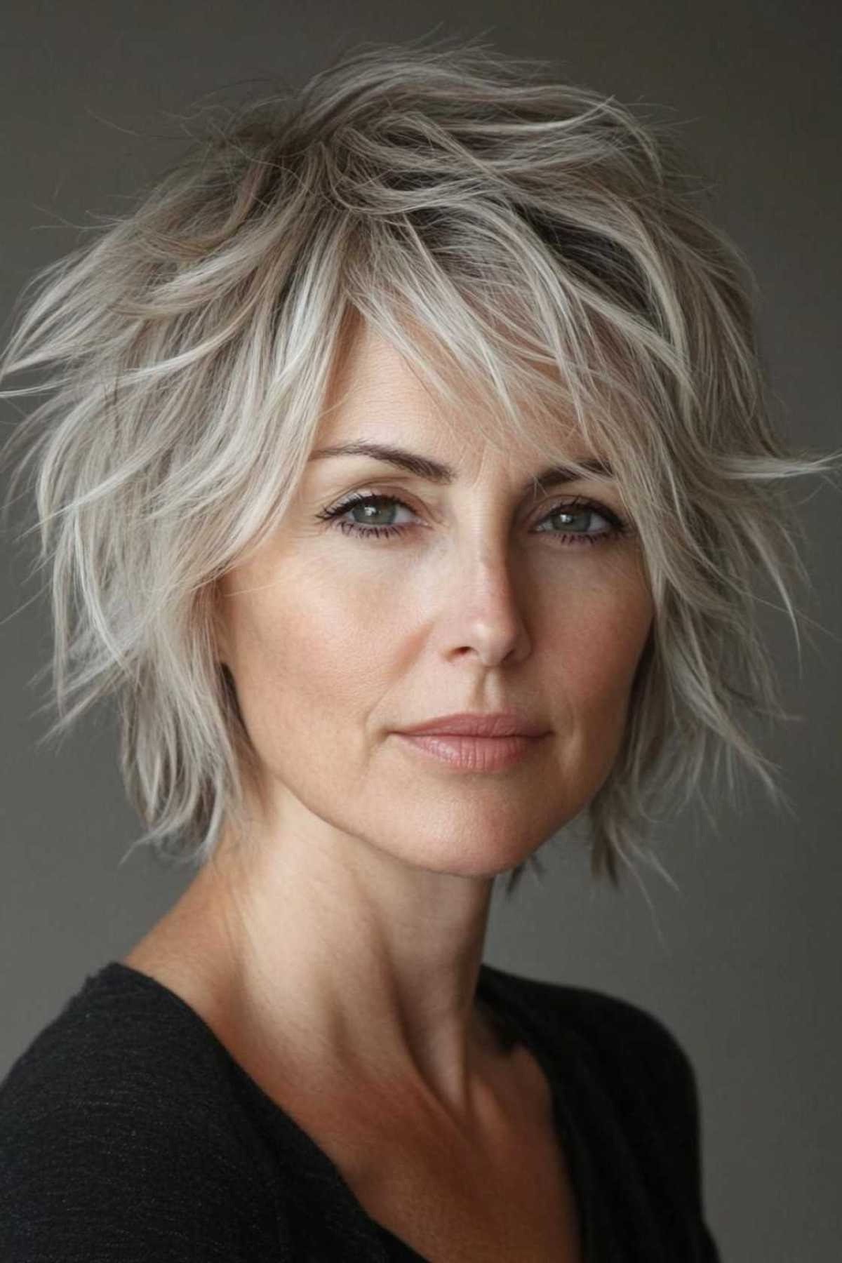 27. Ash Blonde Tousled Shaggy Bob - tousled shaggy bob hairstyle for women over 60