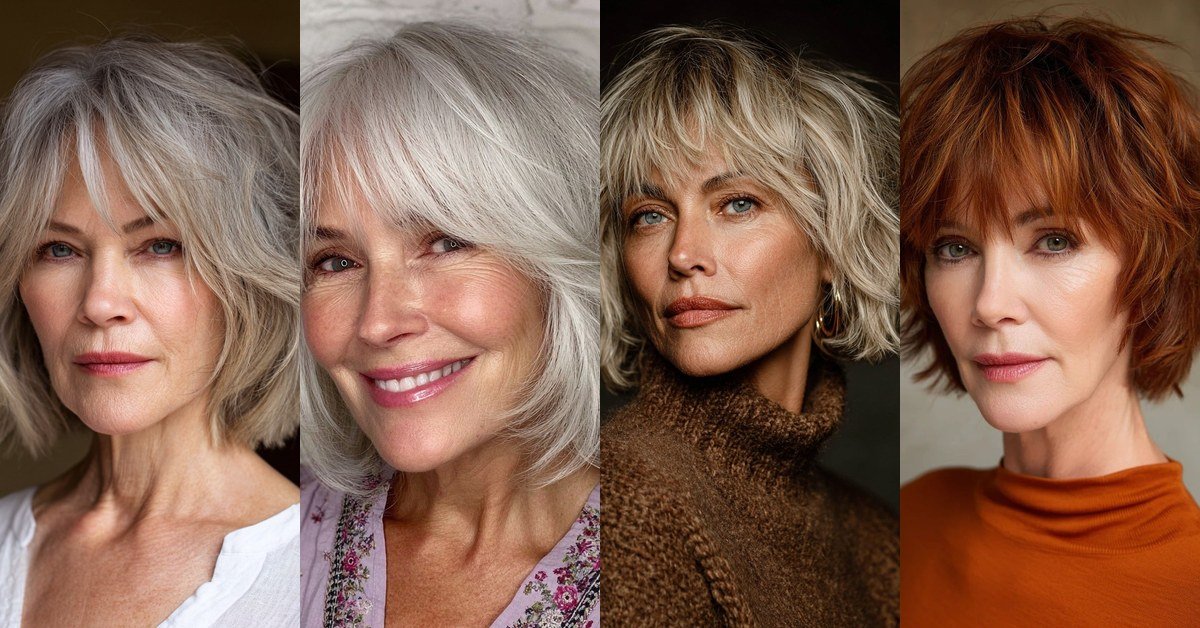 Tousled shaggy bob hairstyles for women over 60