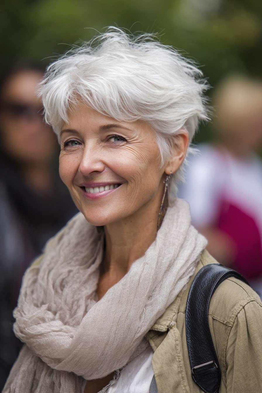 White Pixie with Clean Lines for women over 70, front view