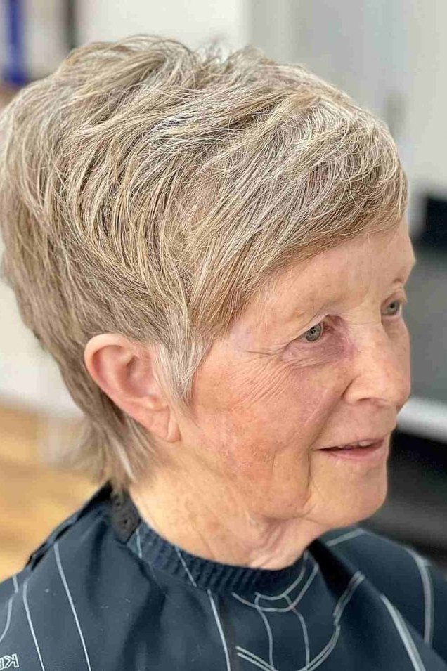 Blonde Pixie, Three-Quarter View for women over 70, three-quarter view