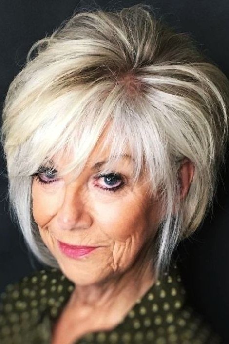 White Voluminous Pixie for women over 70, front view