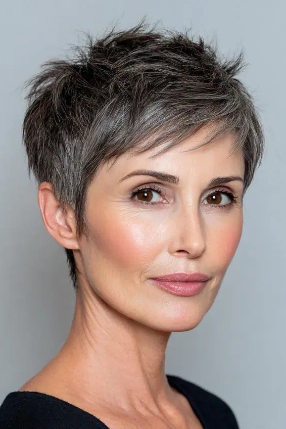 Dark Pixie with Sleek Shape for women over 70, front view